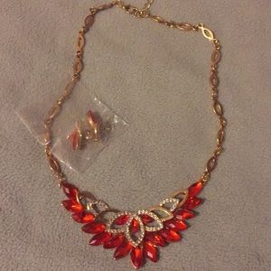 Red and Rhinestone Necklace